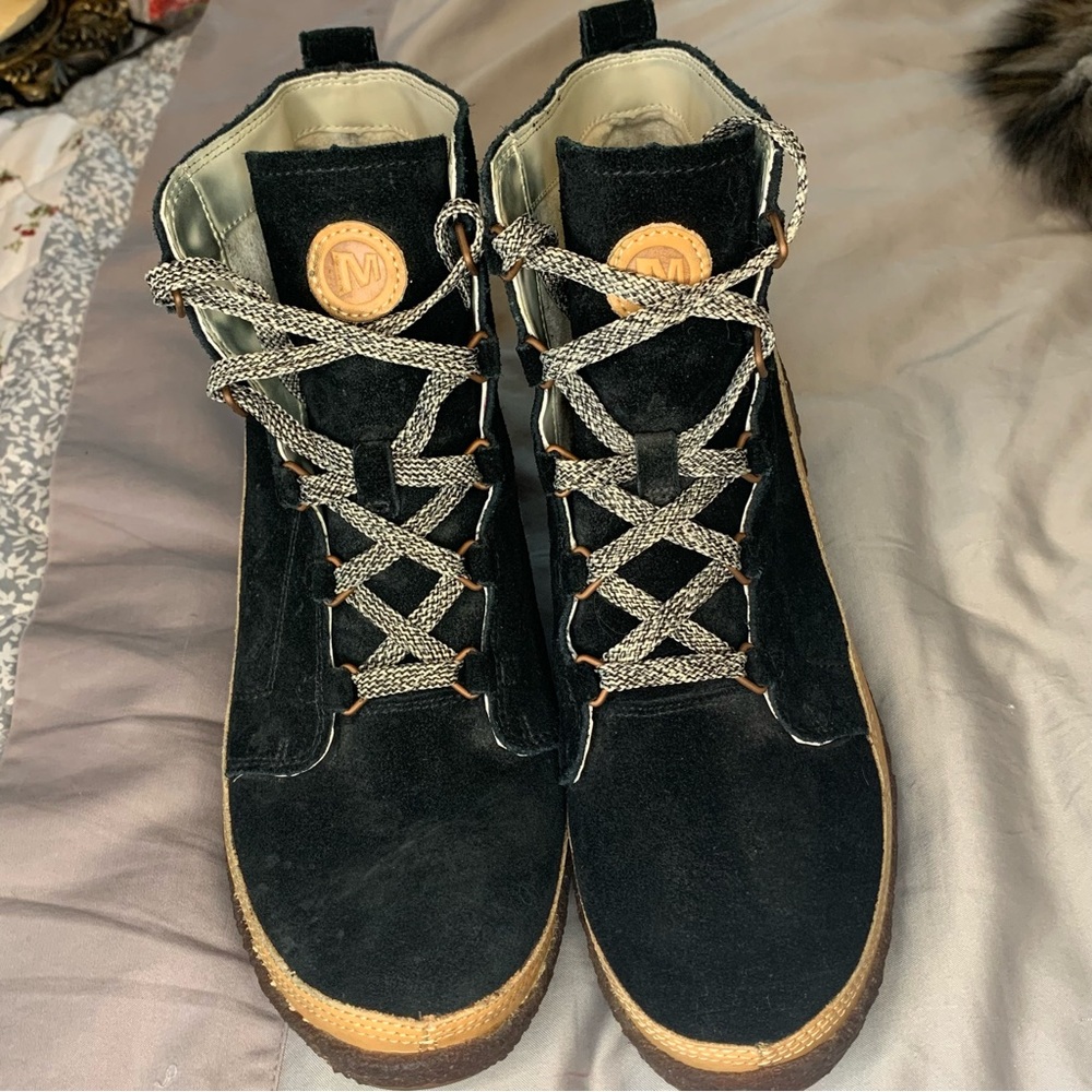 Merrell black suede wedges with grey laces | size 9 | hiking sport shoes